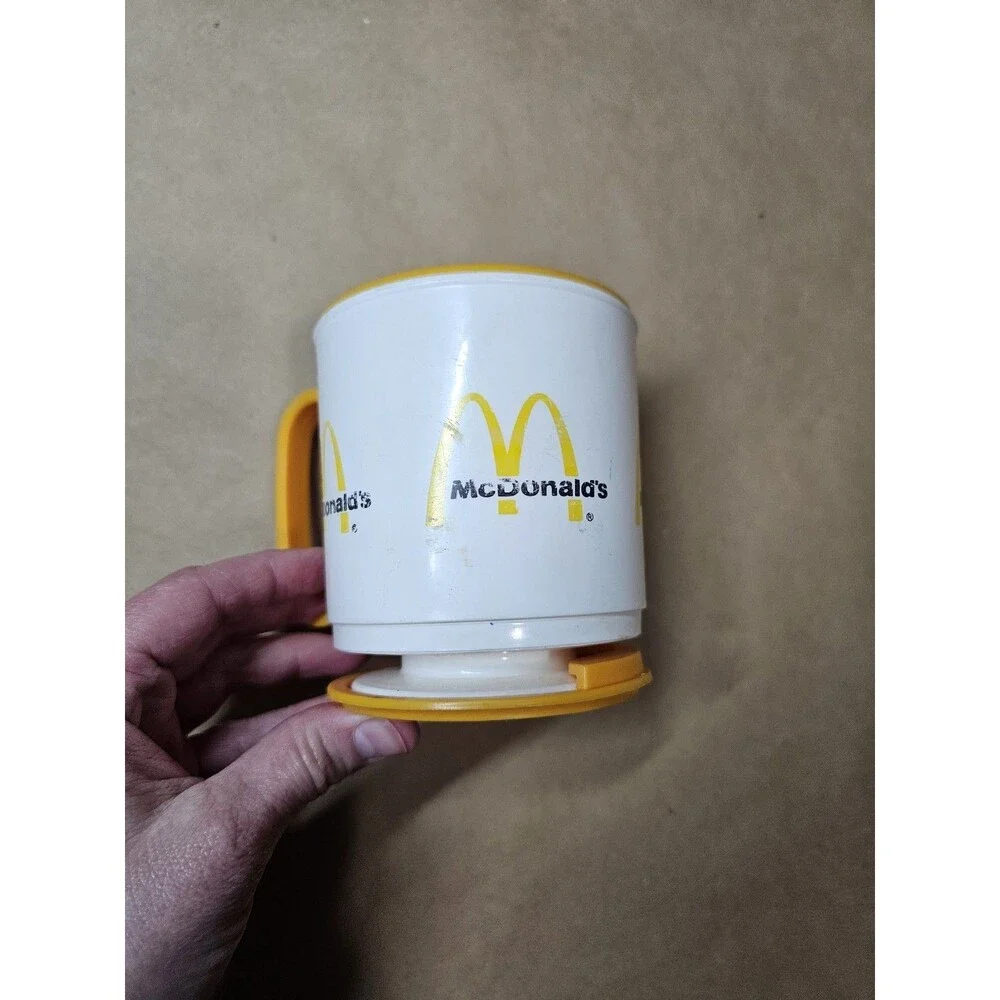 McDonald's Golden Arches Logo Plastic Cup Mug, White & Yellow